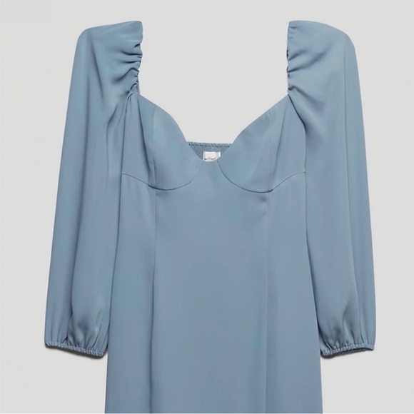 NWOT Aritzia Wilfred Novella Dress Shadow Blue - Size 8 - Picture 3 of 4